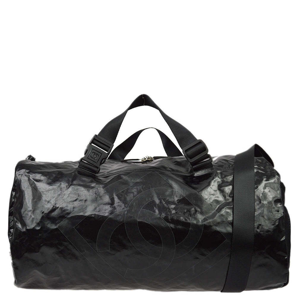 Chanel Black Vinyl Sport Line Duffle Gym Bag 110185 Gem